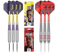 Target Darts Luke “The Nuke” Littler Contre Nathan “The Asp” Aspinall Player Édition Jumeaux Fléchette Set | 22G Pointe en Acier Brass Fléchettes Set, Vols, Arbres et Boîtier Inclus