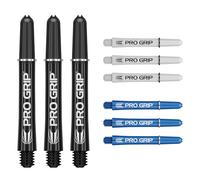 Target Darts Pro Grip Shafts - Set of 9 | 3 Colours, Black/White/Blue | Intermédiaire, 41mm | Dart Stems, Accessoires de fléchettes Professionnels, 2BA Shaft Multipack avec Anneaux