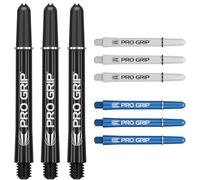 Target Darts Pro Grip Shafts - Set of 9 | 3 Colours, Black/White/Blue | Moyenne, 48mm | Dart Stems, Accessoires de fléchettes Professionnels, 2BA Shaft Multipack avec Anneaux