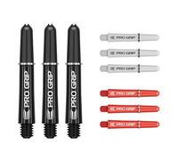 Target Darts Pro Grip Shafts - Set of 9 | 3 Colours, Black/White/Red | Courte, 34mm | Dart Stems, Accessoires de fléchettes Professionnels, 2BA Shaft Multipack avec Anneaux