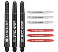 Target Darts Pro Grip Shafts - Set of 9 | 3 Colours, Black/White/Red | Moyenne, 48mm | Dart Stems, Accessoires de fléchettes Professionnels, 2BA Shaft Multipack avec Anneaux