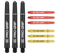 Target Darts Pro Grip Shafts - Set of 9 | 3 Colours, Black/Yellow/Red | Moyenne, 48mm | Dart Stems, Accessoires de fléchettes Professionnels, 2BA Shaft Multipack avec Anneaux