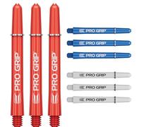 Target Darts Pro Grip Shafts - Set of 9 | 3 Colours, Blue/White/Red | Moyenne, 48mm | Dart Stems, Accessoires de fléchettes Professionnels, 2BA Shaft Multipack avec Anneaux
