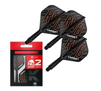Target Darts Raymond Van Barneveld K Flex Flights and Shaft System, No.2 (Court, 19 mm) | Pack de 3 Accessoires de fléchettes Kflex All in One Flights, Player Edition | Potence de fléchette K-Flex