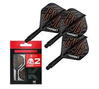 Target Darts Raymond Van Barneveld K Flex Flights and Shaft System, No.2 | Pack de 3 Accessoires de fléchettes Kflex All in One Flights | Potence de fléchette K-Flex Court/Intermédiaire/Moyenne