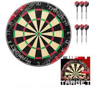 Target Darts Rift Cible avec Facultatif LED Lumière | Pointe en Acier Fléchette Board avec Facultatif Bright Cible Éclairage | Fil Sans Agrafe | Comprend Deux Sets de 17G Dart | Easy Assembly Complete
