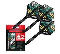 Target Darts Rob Cross K Flex Flights and Shaft System, No.2 (Moyen, 33mm) | Pack de 3 Accessoires de fléchettes Kflex All in One Flights, Player Edition | Potence de fléchette K-Flex
