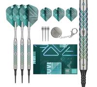 Target Darts Rove Soft Tip Darts, 90% Tungsten Dart Set, Barrel 10-20G | Fléchettes Vertes et argentées, Jeu de fléchettes avec Pointes Pixel, fléchettes électroniques, fléchettes à Pointe Souple