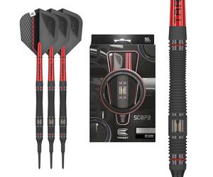 Target Darts Scope Soft Tip Darts, 90% Tungsten Dart Set, Barrel 11-19G | Fléchettes Rouges et Noires, Jeu de fléchettes avec Pointes en Pixels, fléchettes électroniques, fléchettes à Pointe Souple