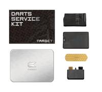 Target Darts Service Kit, Pointe en Acier Fléchette Aiguiseur Métallique, Brosse de Nettoyage à Double Poils, Vaporisateur avec Solution Nettoyante, Chiffon en Flanelle et Boîte de Rangement, Cadeau