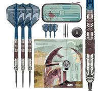 Target Darts Star Wars Mandalorian 95% Tungstène Pointe en Acier Fléchettes, 22G/24G/26G | Noir Swiss Storm Points, Noir et Bleu K-Flex N° 6/N° 2 Arbres et Ailettes, Premium Swiss Porte-clés Outil