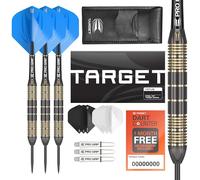 Target Darts Vitus 23G Ensemble de Fléchettes en Laiton avec Pointe en Acier - 6 Tiges Pro Grip - 9 Ailettes Pro Ultra - Étui à Fléchettes