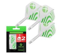 Target Darts Xbox Système K-Flex Vol et Arbre, Vert Et Blanc | N° 2 Kflex - Court (19mm) Tout-en-Un K Flex Vols et Tiges, Accessoires Professionnels pour Fléchettes