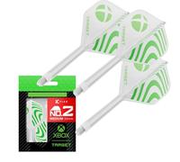 Target Darts Xbox Système K-Flex Vol et Arbre, Vert Et Blanc | N° 2 Kflex - Moyen (33mm) Tout-en-Un K Flex Vols et Tiges, Accessoires Professionnels pour Fléchettes