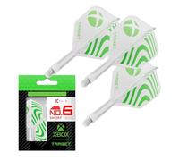 Target Darts Xbox Système K-Flex Vol et Arbre, Vert Et Blanc | N° 6 Kflex - Court (19mm) Tout-en-Un K Flex Vols et Tiges, Accessoires Professionnels pour Fléchettes