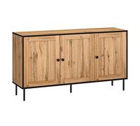 Target Home Buffet Loft Chêne Commode Wotan 3 portes Etagères Buffet haut sur pieds métal