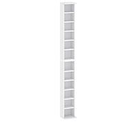 Target Home Étagère pour CD DVD Bibliothèque - Espace pour 102/204 CD ou 36/72 DVD/Blue Ray - Étagère de Salon - Étagère à Livres - 12 Étagères - Blanche - 21 cm x 20 cm x 183,6 cm