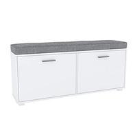 Target Home Meuble à chaussures 2 compartiments avec banc et coussins gris - Blanc mat