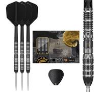 Target Japan Black Marque Dragon 3.0 Fléchettes à Pointe en Acier avec Kflex, 23G/25G | Jeu de Fléchettes 90% Tungstène, Ailettes et Tiges K-Flex N° 6, Pointes Nano Swiss, Joueur Leslie Lee