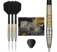 Target Japan Black Marque Warrior Fléchettes à Pointe en Acier avec Kflex, 23G | Jeu de Fléchettes 90% Tungstène, Ailettes et Tiges K-Flex N° 6, Pointes Nano Swiss, Joueur Lee Tae Kyung