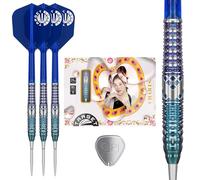 Target Japan Charis G5 Swiss Point à Pointe en Acier Fléchettes avec Kflex, 22G/24G | Jeu de Fléchettes 90% Tungstène, Ailettes et Tiges K-Flex, Storm Nano, Cathy Leung Gen 5, Blue K Flex Imprimé N° 6