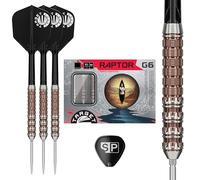 Target Japan Prime Series Raptor G6 Fléchettes à Pointe en Acier avec Kflex, 22G | Jeu de Fléchettes 90% Tungstène, Ailettes et Tiges K-Flex N° 6, Pointes Nano Swiss, Joueur George Nishitani Gen 6