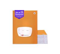 Target Lot de 12 cahiers à quatre lignes (76 pages lignées) | Couverture marron douce | 18 cm x 24 cm environ | Carnet d'entraînement à l'écriture lignes rouges et bleues avec numéros de page | Lot de