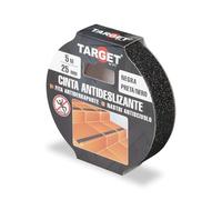 TARGET Ruban antidérapant adhésif, pour escaliers, rampes, pour intérieur et extérieur, anti-chute (noir, 5 m x 25 mm)