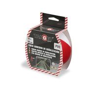 TARGET - Ruban de signalisation adhésif | Pour marquage de sols et objets, avertissement de sécurité (ROUGE ET BLANC, 33 M X 50 mm)