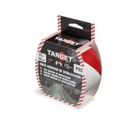 TARGET - Ruban de signalisation adhésif | Pour marquage de sols et objets, avertissement de sécurité (ROUGE ET BLANC, 33 M X 50 mm)