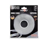 TARGET - Ruban double face spécial LED, 10 m x 8 mm, renforcé avec maille pour la pose de bandes LED