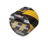 TARGET Ruban réfléchissant adhésif, avertissement, signalisation, haute visibilité, danger, sécurité (jaune et noir, 33 m x 100 mm)