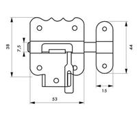 Targette à pêne rond, acier zingué bronze