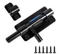 Targette de porte avec vis de montage, targette de loquet porte extérieure en inox 304 pour loquet porte interieure: chambres, toilettes, remises, placards et unités de rangement (Noir)