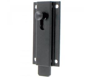 Targette plate en aluminium - portail et portillon - noir - 120 mm BURGAUD