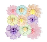 TARGONIX décorations suspendues nid d Abeille Lot de 9 Fleurs en Papier colorées pour décoration fête Anniversaire Enfant Salle de Classe vitrine fenêtre Plafond Maison