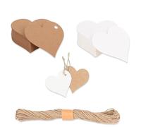 Targonix Étiquettes Kraft en Forme de Cœur avec Ficelle pour Emballages et Loisirs Créatifs Lot de Cent Cartes Épaisses pour Mariage Anniversaire Cadeaux et Décorations DIY