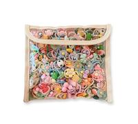 Targonix Lot de 100 élastiques à cheveux colorés pour fille avec petits pendentifs - Élastiques pour tresses et queue de cheval - Pour l'école et le quotidien