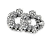 Targonix Lot de 2 chouchous à cheveux à paillettes argentées en polyester pour queue de cheval et chignon - Pour les fêtes, l'école et le style au quotidien