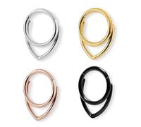 TARGONIX Lot de 4 anneaux de nez en acier inoxydable avec design renforcé, piercing septum et piercing de nez, bijoux pour homme et femme, anneaux pour le quotidien et combinaisons de style individuel