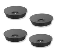 Targonix Passe-Câbles Bureau 4 Pièces en ABS Noir, Cache-Trou Rond pour Desk et Poste de Travail, Anneaux de Gestion de Câbles pour Organiser Fils et Accès Propre au Plan de Travail