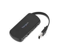 Targus ACH114EU Hub USB 2.0 4 ports 480 Mbit/s Noir - Compatible Windows/macOS - Alimentation USB - Plug & Play - Boîtier plastique compact