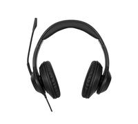 Targus AEH102GL Casque Filaire USB Type-A Noir : Arceau Supra-Aural, Microphone Boom, Câble 1.8m, Contrôle Volume Intégré, Réduction Bruit Passive