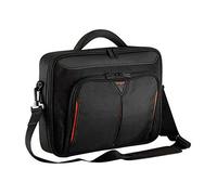 Targus Classic+ Clamshell Sacoche pour Ordinateur Portable 14", Sac à Bandoulière Homme Femme, Mallette Ordinateur Portable avec Station de Travail - Noir/Rouge, CN414EU
