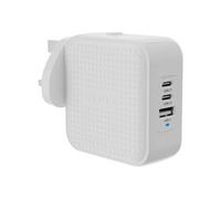 Targus HyperJuice - Adaptateur secteur - GaN - 70 watt - QC 3.0, Power Delivery 3.0 + PPS - 3 connecteurs de sortie (USB, 2 x USB-C) - blanc