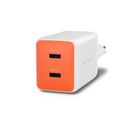 Targus HyperJuice Flex 45W GaN chargeur secteur 2x USB-C 2x USB 2.0 compatible ordinateur portable smartphone casque consoles portables blanc orange