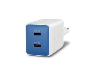 Targus HyperJuice Flex 45W GaN chargeur secteur 2x USB-C 2x USB 2.0 compatible PC smartphone casque console blanc orange