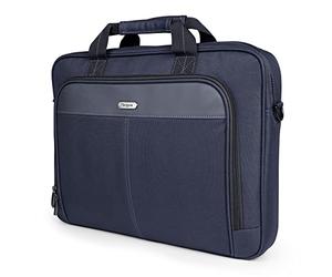 Targus Mixte Slim Briefcase with Crossbody Shoulder Bag Étui de Transport Classique pour Ordinateur Portable 16", Bleu, 16 inch