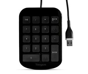 Targus Pavé numérique - Clavier Filaire USB 91 cm pour saisir des Chiffres - Mini Clavier numérique Plug-and-Play - Clavier Ergonomique pour Les Poignets - Noir, AKP10EU
