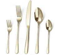Targzier Set de couverts pour 6 personnes, 30 pièces champagne doré, couteau brillant, fourchette, cuillère, set de couverts polis miroir, couverts de table en acier inoxydable, passe au